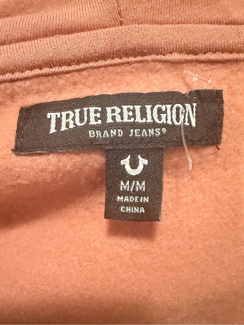 True Religion Men's Camel Zip Front Hoodie with Logo
